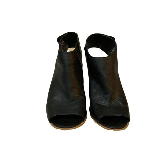 Steve Madden Sandal Women Size 5.5 Nonstop Black Leather Wrap Snap Open Peep Toe - Picture 7 of 12